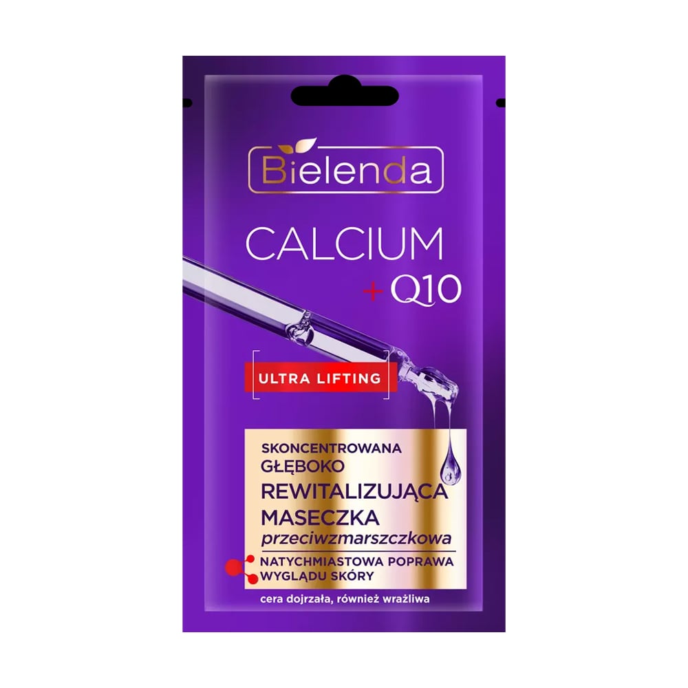 Концентрована глибоко відновлювальна маска для обличчя Bielenda Calcium + Q10 проти зморщок, 8 г